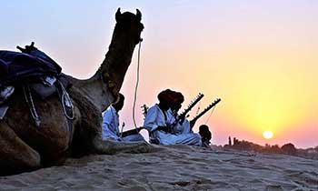 Magical, musical evening on the desert dunes of Rajasthan.